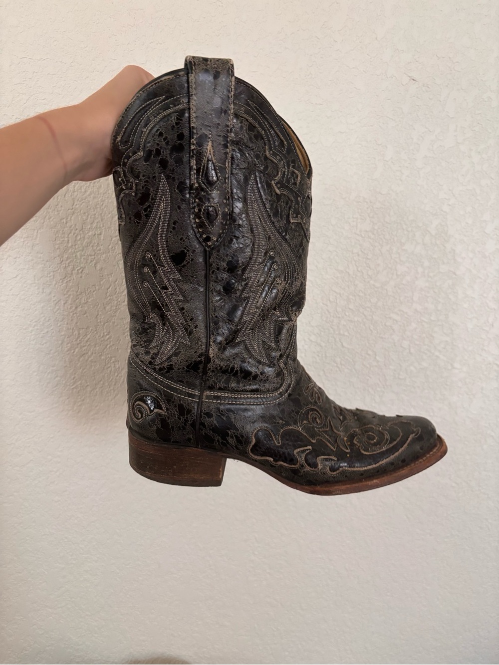 Women's Black Embroidered Cowboy Boots